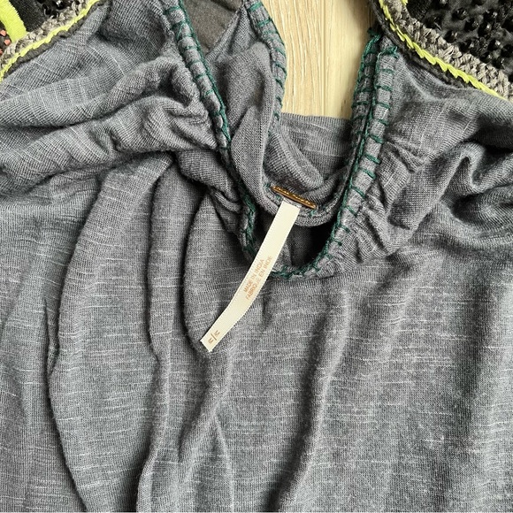 Free People Gray Tank Top with Black and Green Accents - Picture 2 of 3